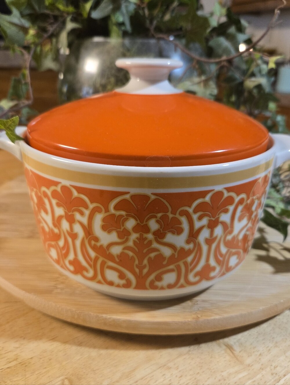 Royal Doulton Orange and White Covered Serving Bowl